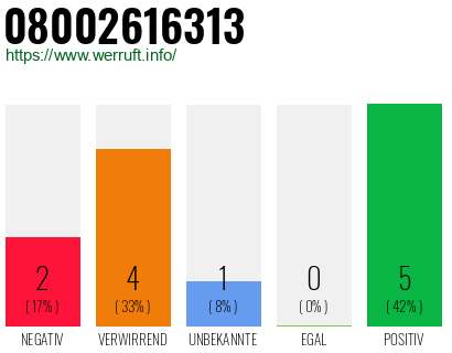 Rufnummer 08002616313 Telefonnummer 08002616313